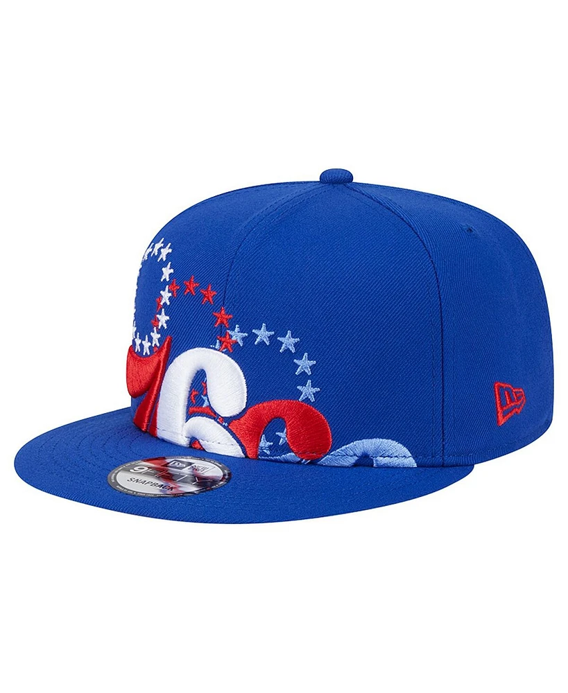 New Era Men's Royal Philadelphia 76ers Sport Night Team Shadow 9FIFTY Snapback Hat