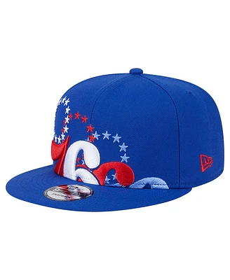 New Era Men's Royal Philadelphia 76ers Sport Night Team Shadow 9FIFTY Snapback Hat