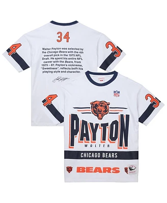 Mitchell & Ness Men's Walter Payton White Chicago Bears Name Number Team Origins Vintage Logo T-Shirt