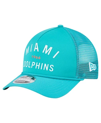 New Era Men's Aqua Miami Dolphins Active Minimalist M-Crown A-Frame 9FORTY Adjustable Hat