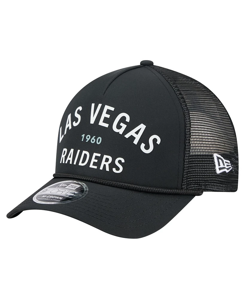 New Era Men's Black Las Vegas Raiders Active Minimalist M-Crown A-Frame 9FORTY Adjustable Hat