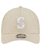 New Era Men's Beige Seattle Mariners Cotton Weave M-Crown A-Frame 9FORTY Adjustable Hat