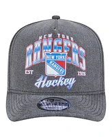 New Era Men's Charcoal New York Rangers Throwback Washed A-Frame Pre-Curved 9FIFTY Snapback Hat