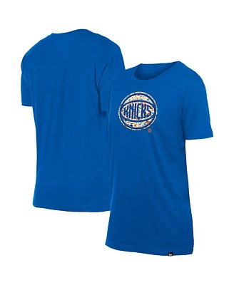 New Era Women's Blue York Knicks Glam Game Flower T-Shirt