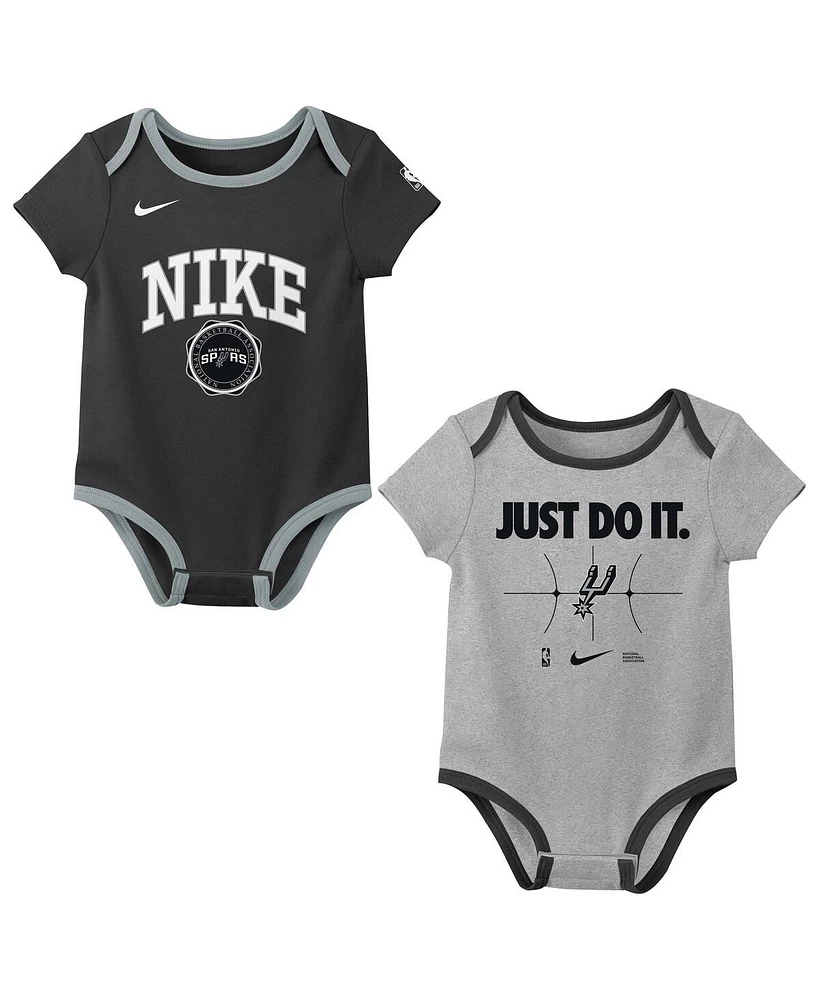 Nike Newborn Black/Gray San Antonio Spurs Just Do It 2-Pack Bodysuit Set