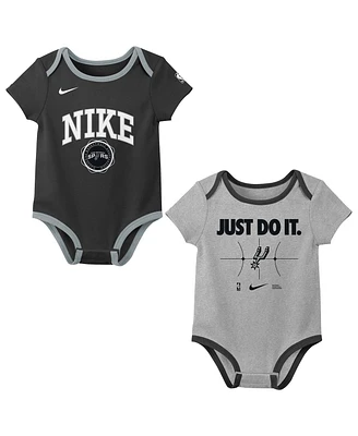 Nike Newborn Black/Gray San Antonio Spurs Just Do It 2-Pack Bodysuit Set