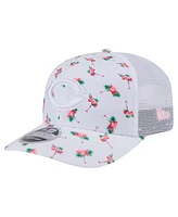 New Era Men's White Cincinnati Reds Flamingo Mesh Back 9SEVENTY Stretch-Snap Hat