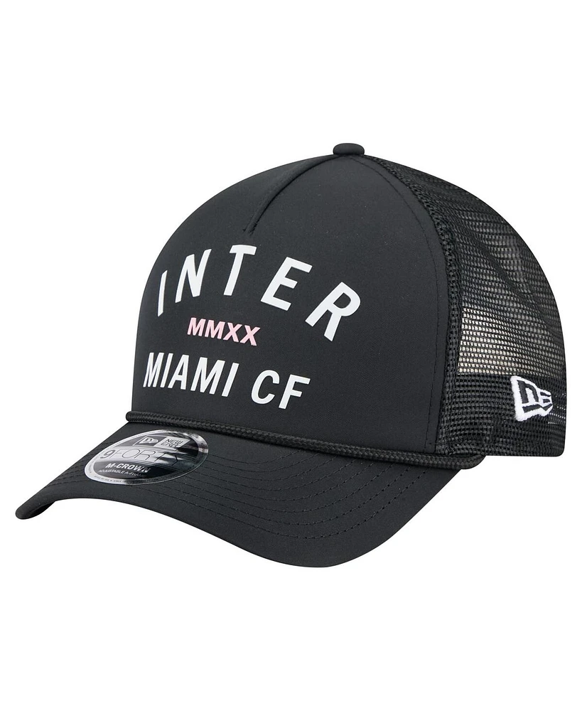 New Era Men's Black Inter Miami Cf Minimalist A-Frame 9FORTY Adjustable Hat