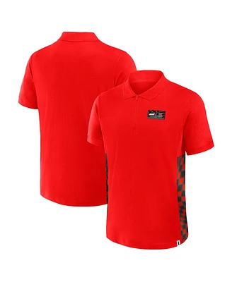 Formula 1 Men's Red Tempo Halftone Grid Panel Quarter-Zip Polo Shirt