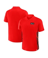 Formula 1 Men's Red Tempo Halftone Grid Panel Quarter-Zip Polo Shirt