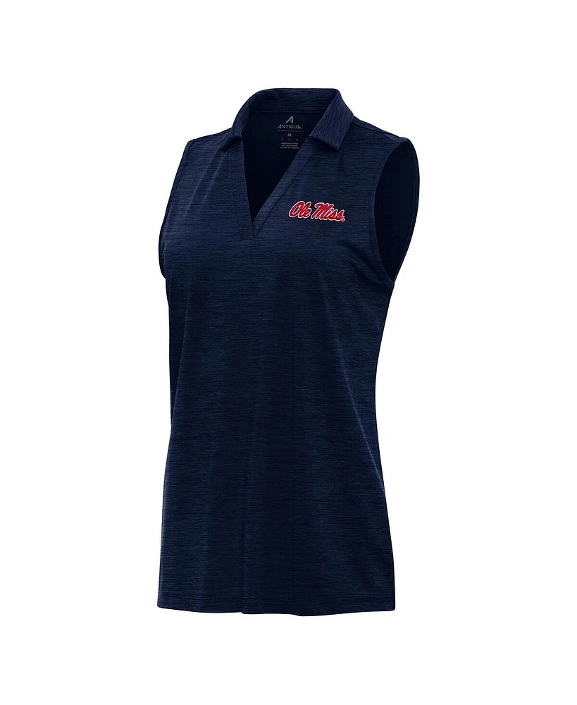 Antigua Women's Heather Navy Ole Miss Rebels Layout Sleeveless V-Neck Polo Shirt