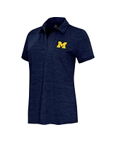 Antigua Women's Heather Navy Michigan Wolverines Layout V-Neck Polo Shirt