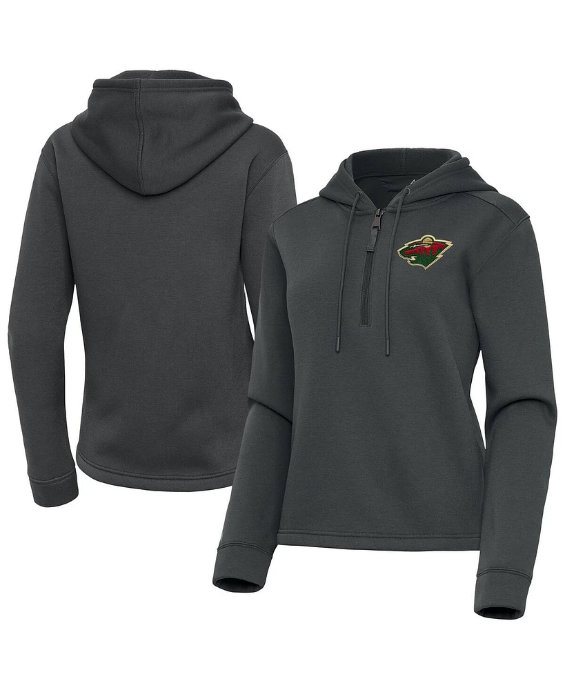 Antigua Women's Pewter Minnesota Wild Contemporary Quarter-Zip Hoodie