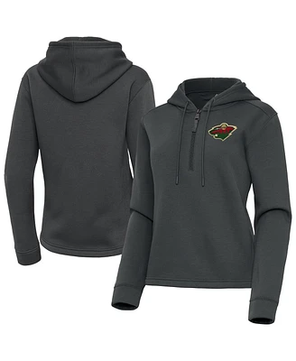 Antigua Women's Pewter Minnesota Wild Contemporary Quarter-Zip Hoodie