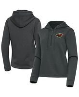 Antigua Women's Pewter Minnesota Wild Contemporary Quarter-Zip Hoodie