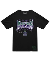 Mitchell & Ness Men's Black Milwaukee Bucks Worldwide Collection Glow Up T-Shirt