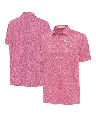Antigua Men's Pink Philadelphia Phillies Palm Tree Spring Training Blooming Polo Shirt