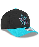 New Era Men's Black/Teal Miami Marlins 2025 City Connect Batting Practice 9FORTY M-Crown Adjustable Hat