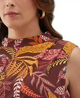 Ella Rafaella Plus Leaf Print Belted Sleeveless Dress