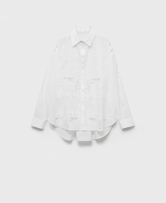 Mango Women's Oversized Embroidered Shirt