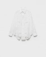 Mango Women's Oversized Embroidered Shirt