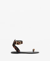 Mango Women's Animal Print Leather Sandals