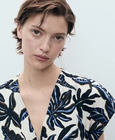 Mango Women's Belt Printed Linen Jumpsuit