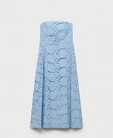 Mango Women's English Embroidered Strapless Dress