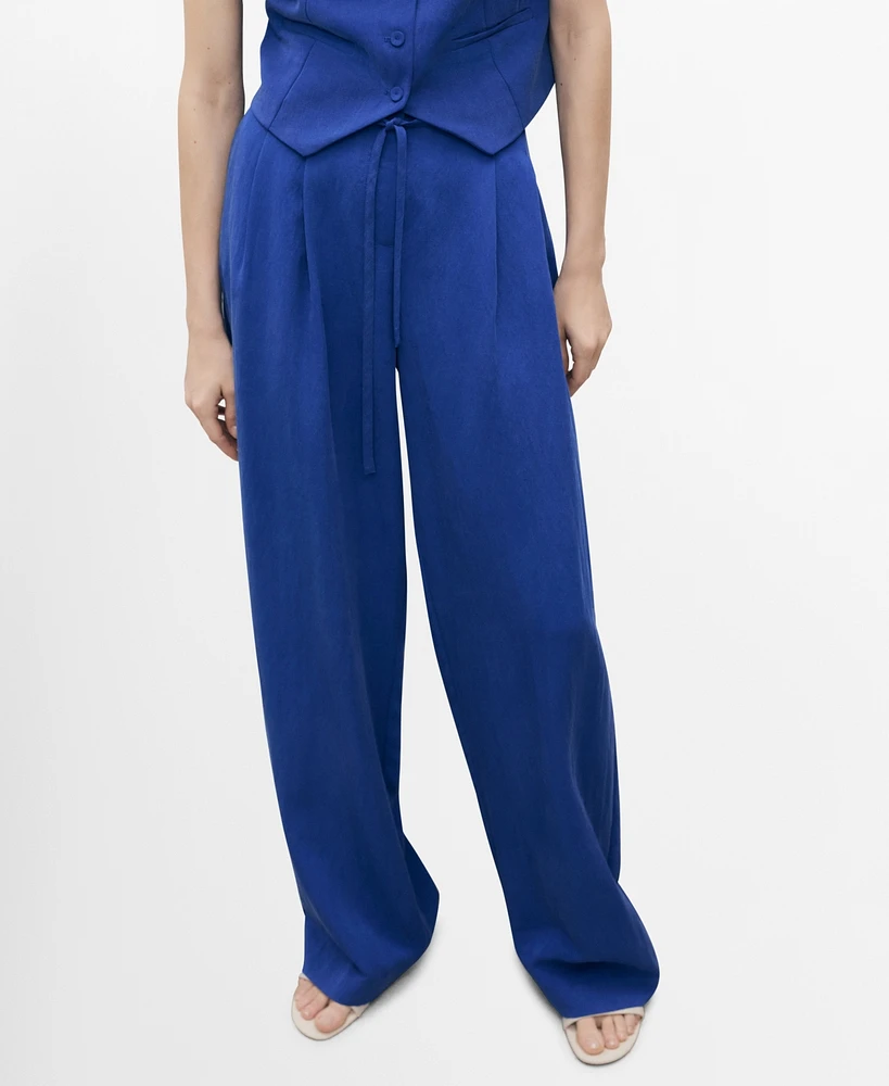 Mango Women's Bow Belt Lyocell Suit Pants