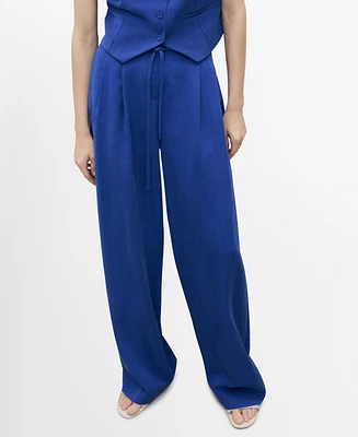 Mango Women's Bow Belt Lyocell Suit Pants