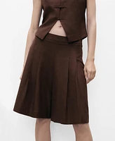 Mango Women's Linen-Blend Suit Bermuda Shorts