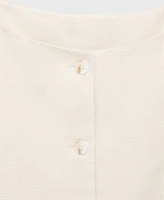 Mango Women's Short Button-Down Linen-Blend Dress