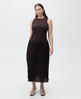 Mango Women's Combined-Fabric Long Dress