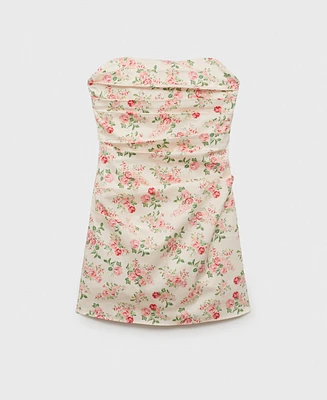 Mango Women's Strapless Floral Dress