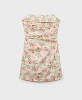 Mango Women's Strapless Floral Dress
