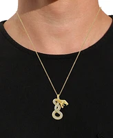 Men's Diamond Striking Snake 22" Pendant Necklace (1/4 ct. t.w.) in 14k Gold-Plated Sterling Silver