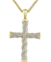 Men's Diamond Cross 22" Pendant Necklace (1/2 ct. t.w.) in 18k Gold-Plated Sterling Silver