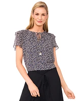 CeCe Women's Tie-Neck Ruffle-Sleeve Blouse
