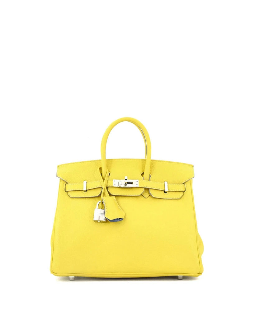 Pre-Owned Hermes Birkin 25 Handbag Verso Novillo with Palladium Hardware
