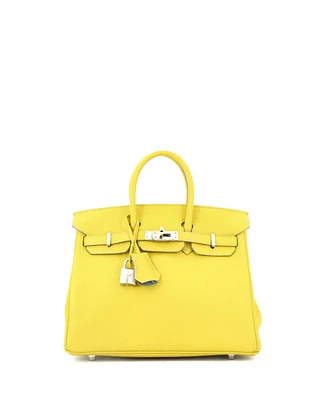 Pre-Owned Hermes Birkin 25 Handbag Verso Novillo with Palladium Hardware