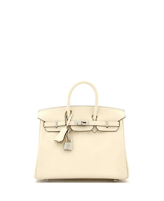 Pre-Owned Hermes Birkin 25 Handbag Light Swift with Palladium Hardware