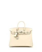 Pre-Owned Hermes Birkin 25 Handbag Light Swift with Palladium Hardware