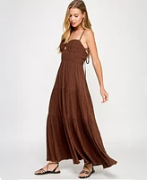 City Studios Juniors' Textured Keyhole Strappy Maxi Dress