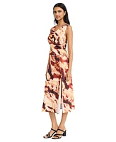 Donna Morgan Women's Sleeveless Cowlneck Midi Dress