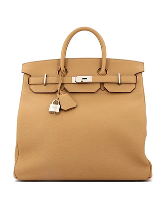 Pre-Owned Hermes Hac 40 Handbag Brown Togo with Palladium Hardware