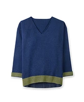 Celtic & Co. Women's Ponte V-Neck Long Sleeve Sweater