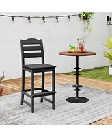 30 Inches Counter Height Hdpe Bar Stool with Backrest and Footrest-Turquoise