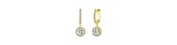 Clear Cubic Zirconia Halo Drop U-Hoop Earrings