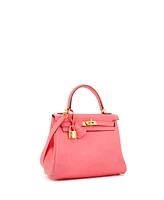 Pre-Owned Hermes Kelly 25 Handbag Pink Swift with Gold Hardware