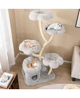 Freestanding Cat Tower with four Flower-shaped Platforms and Sisal Scratching Posts